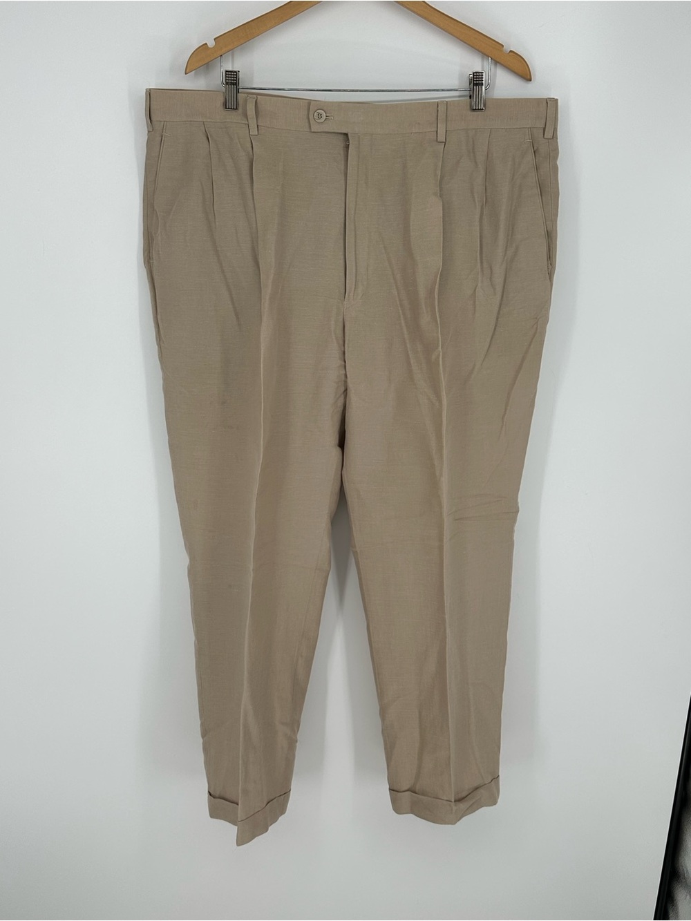 Louis Raphael Dress Pants Mens Sz 42x30 Linen Blend Beige Tan R2